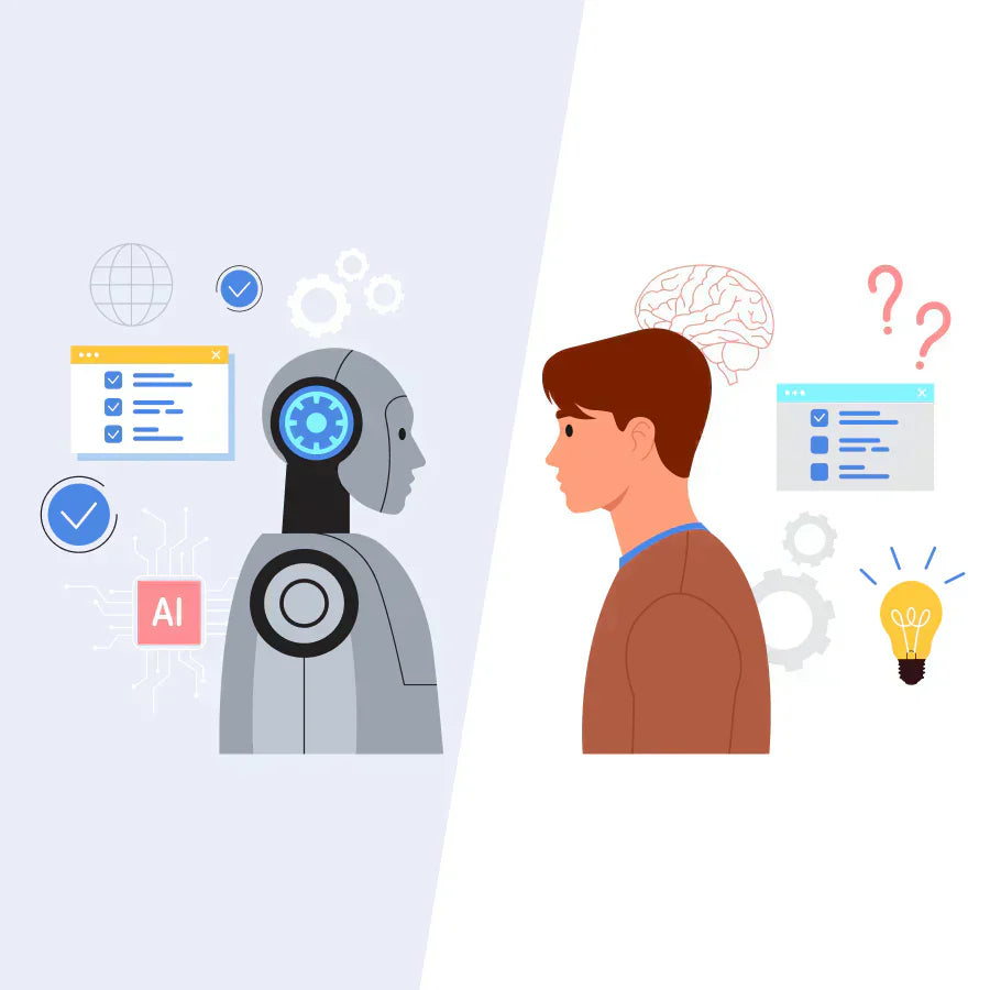 Illustration zeigt die Synergie zwischen Plaud AI und menschlicher Intelligenz bei der Aufgabenverwaltung.