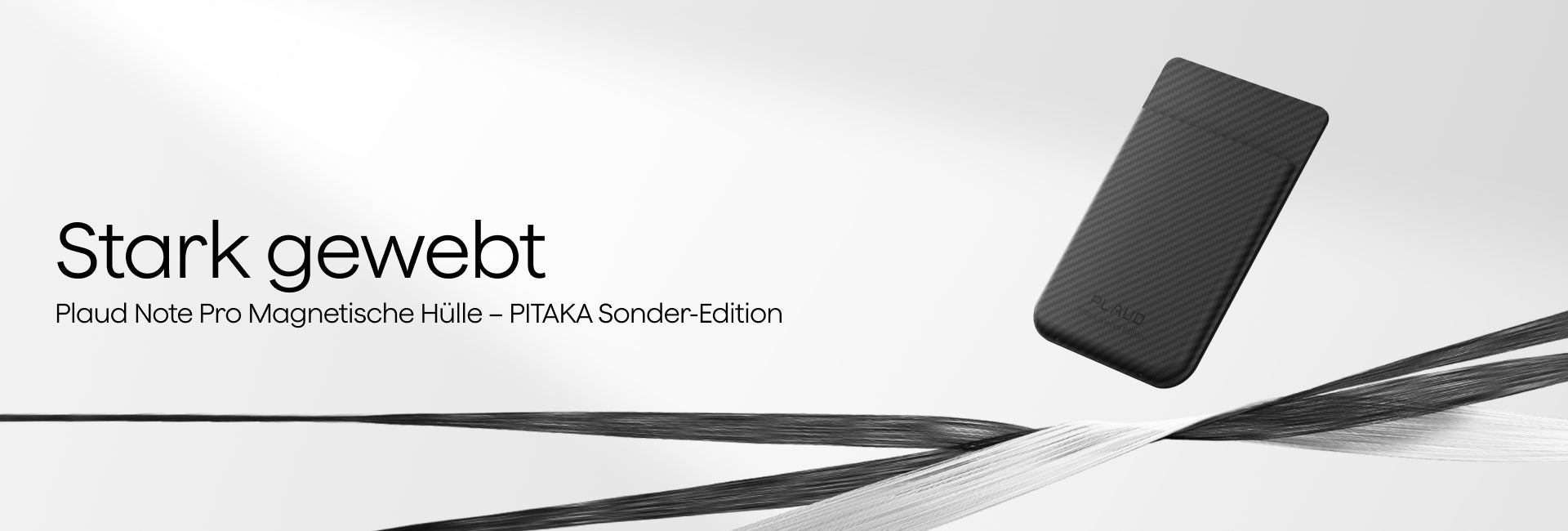 Schwarze, gewebte Plaud Note Pro Magnetische Hülle aus der PITAKA Sonder-Edition.