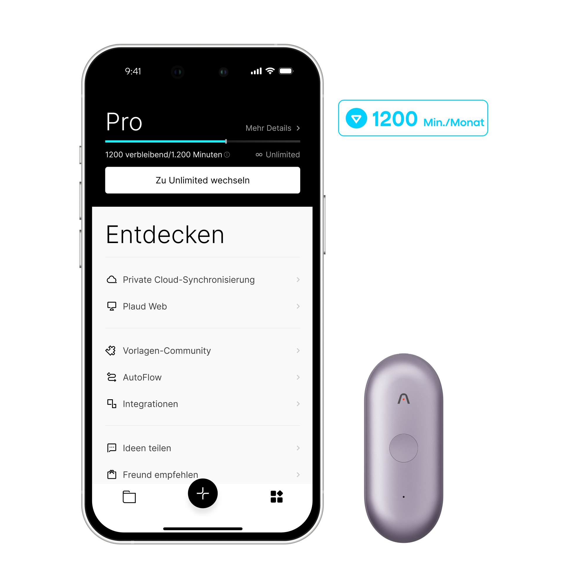 Plaud NotePin S & Kl Pro-Jahresabo