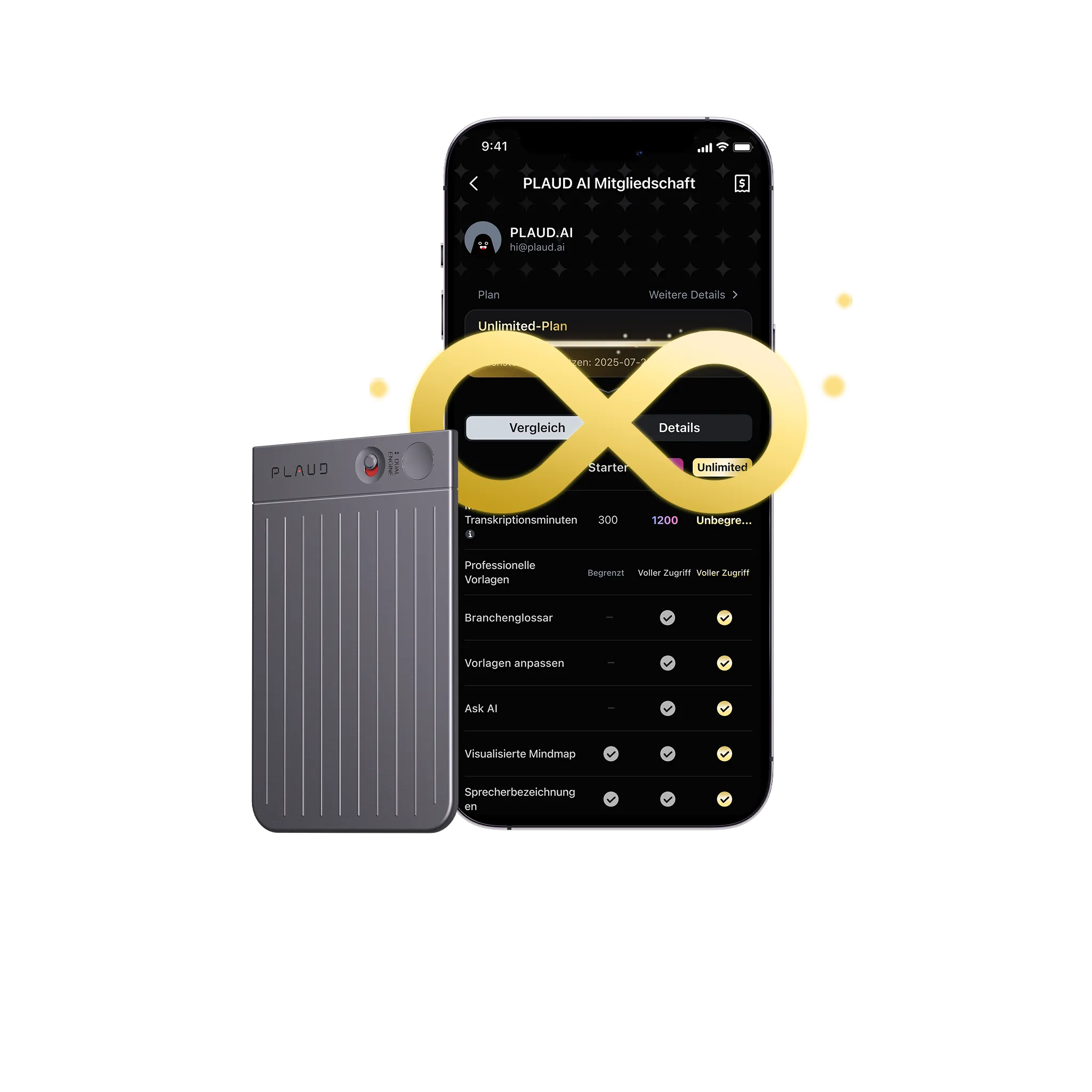 Plaud Note & 2 KI Unbegrenzter Jahresplan