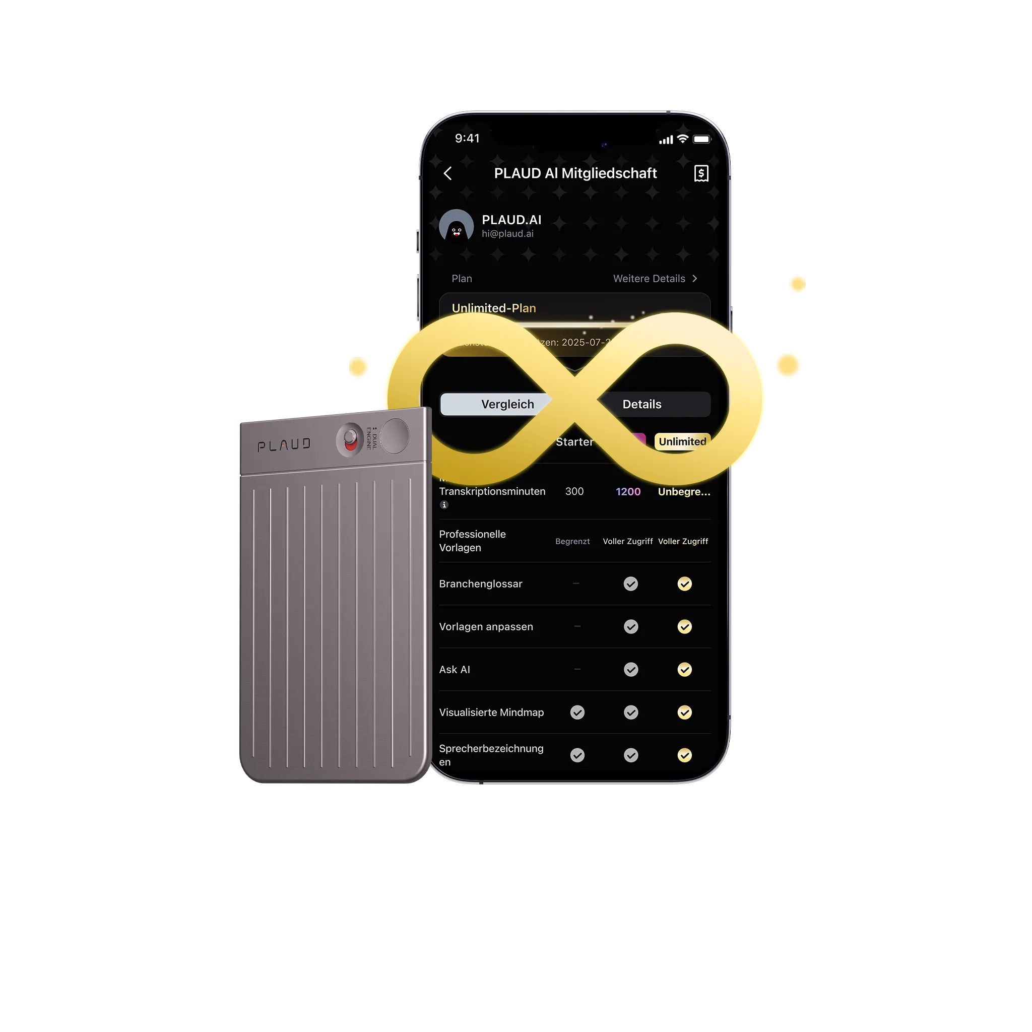 Plaud Note & 2 KI Unbegrenzter Jahresplan