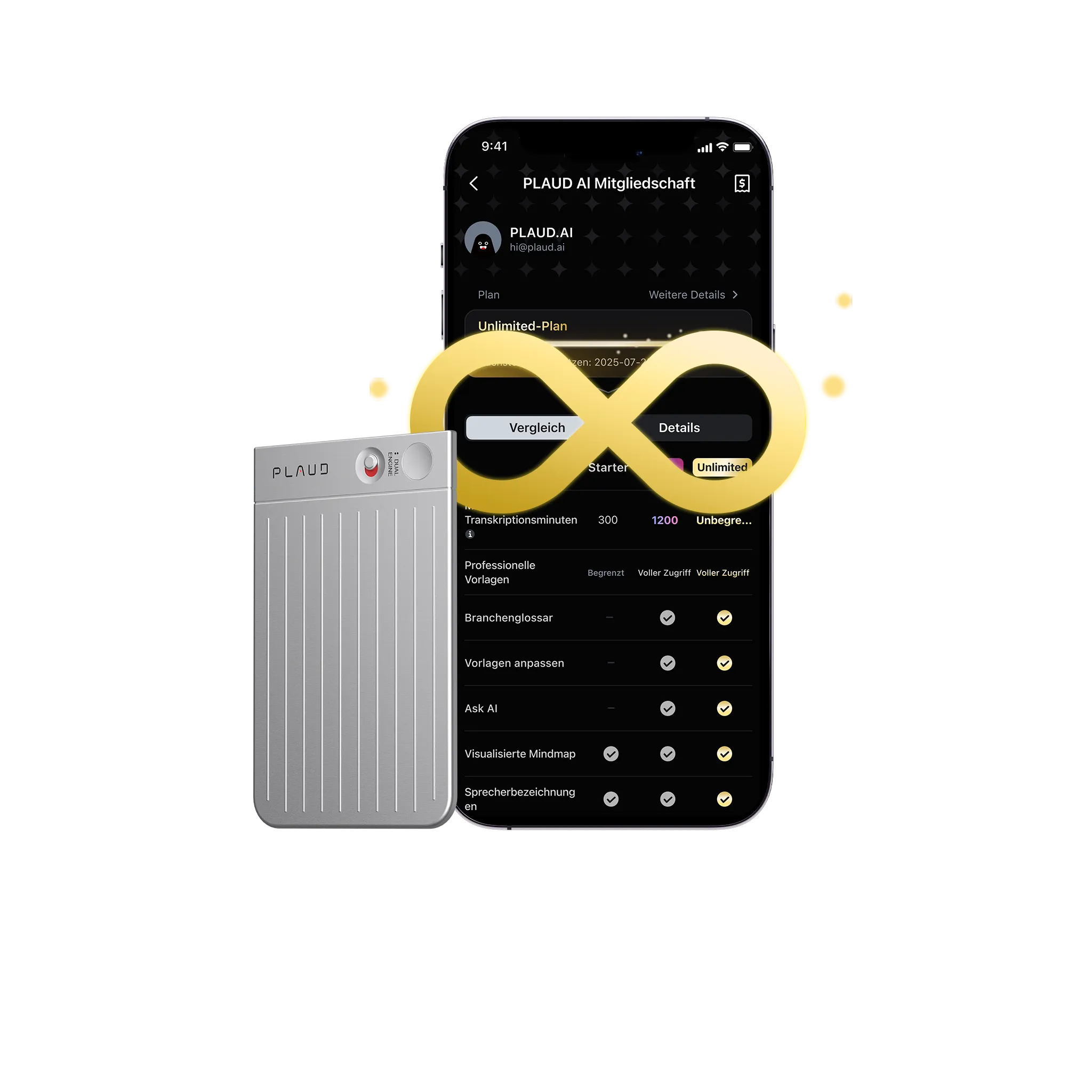 Plaud Note & 2 KI Unbegrenzter Jahresplan