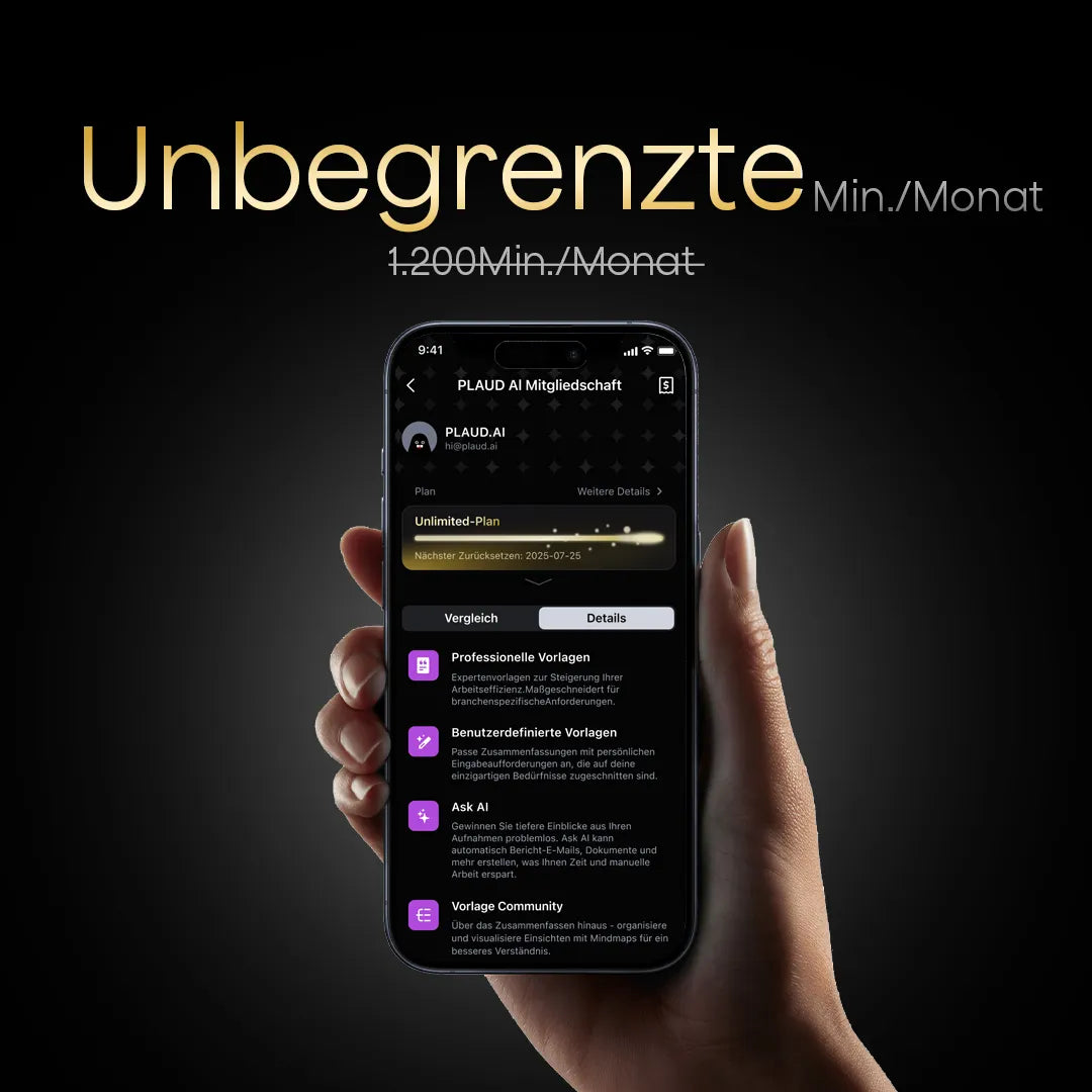 Plaud NotePin & 2 KI Unbegrenzter Jahresplan