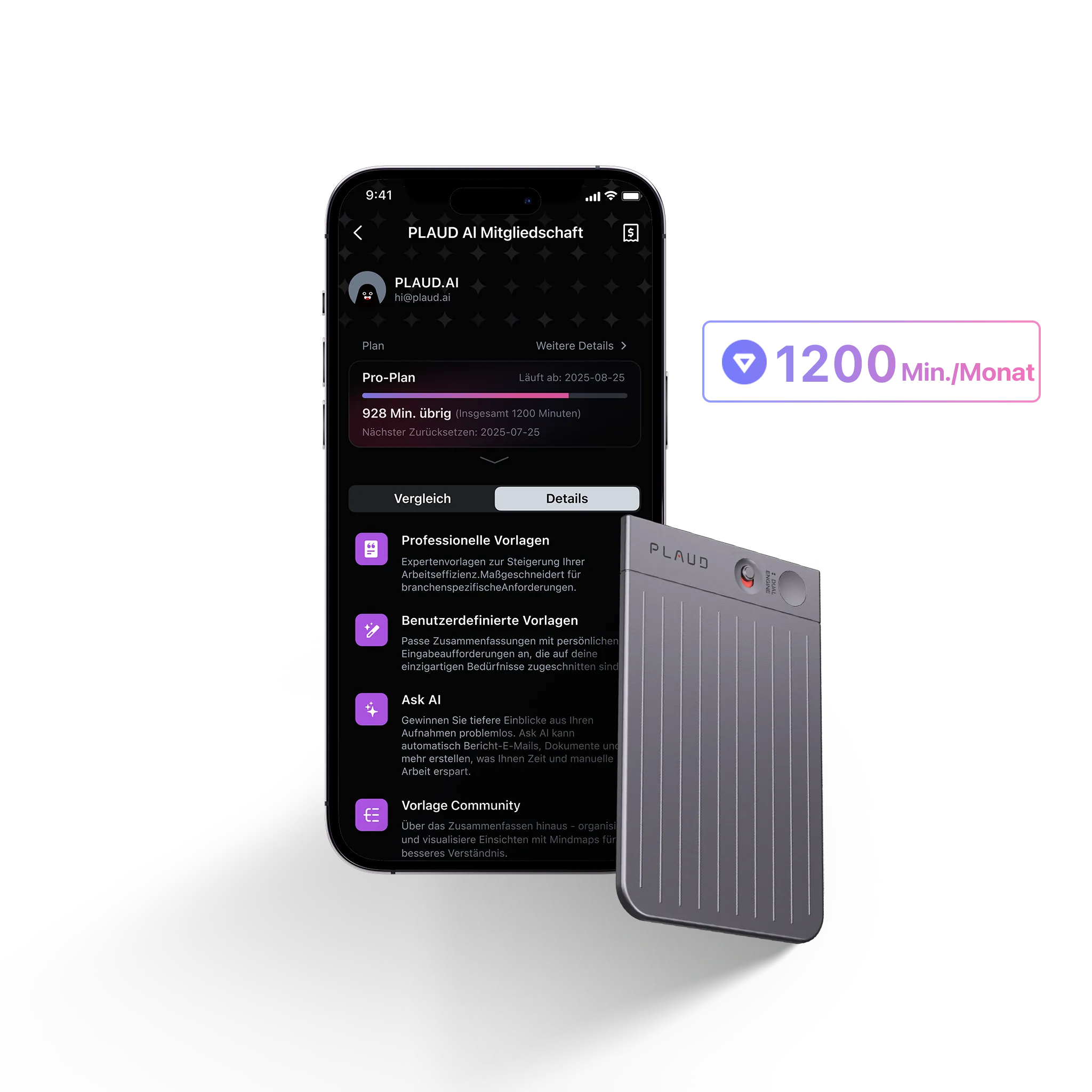 Plaud Note & KI Pro-Jahresabo