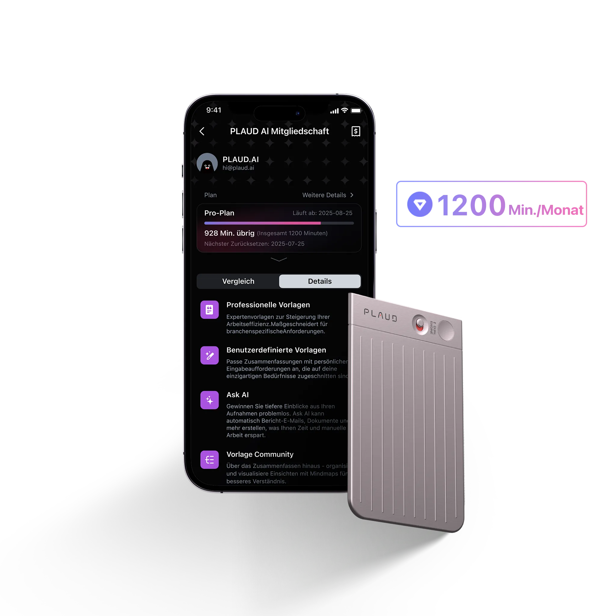 Plaud Note & KI Pro-Jahresabo