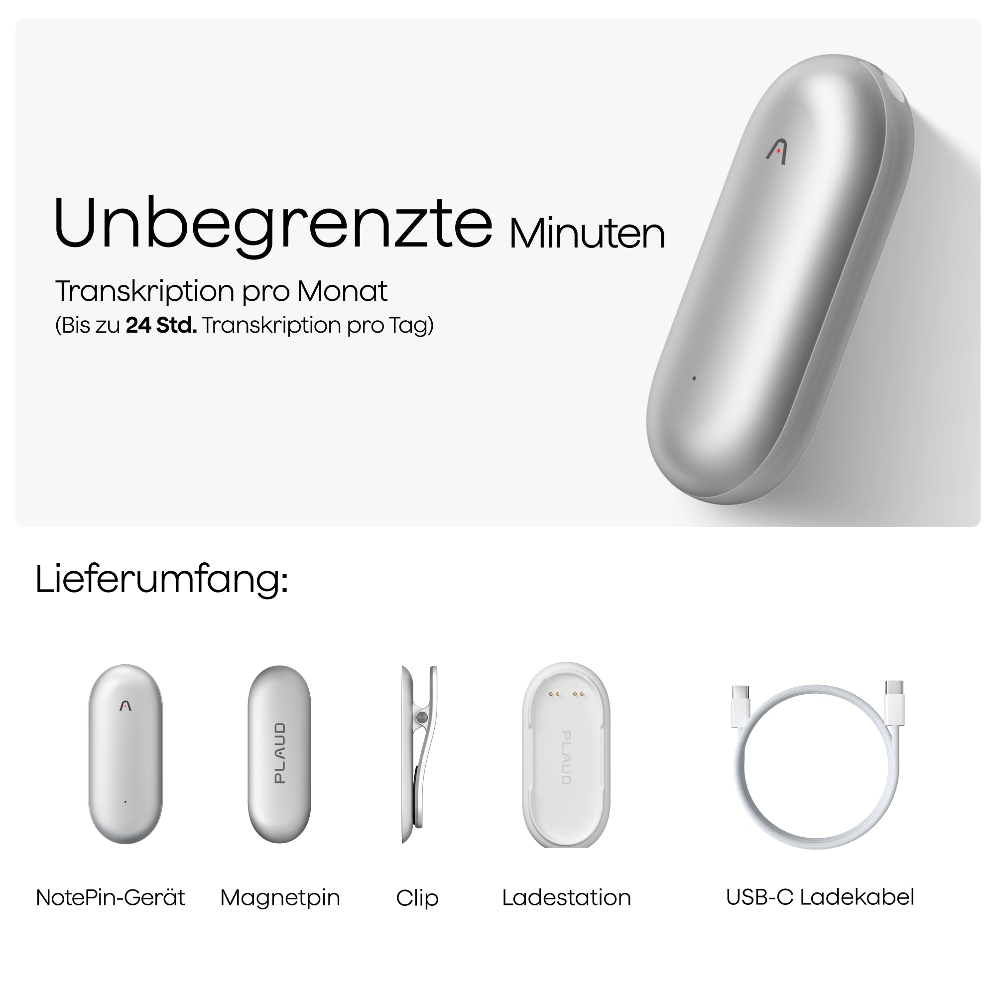 Plaud NotePin & KI Unbegrenzter Jahresplan