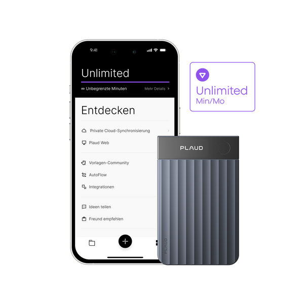 Plaud Note Pro & KI Unbegrenzter Jahresplan