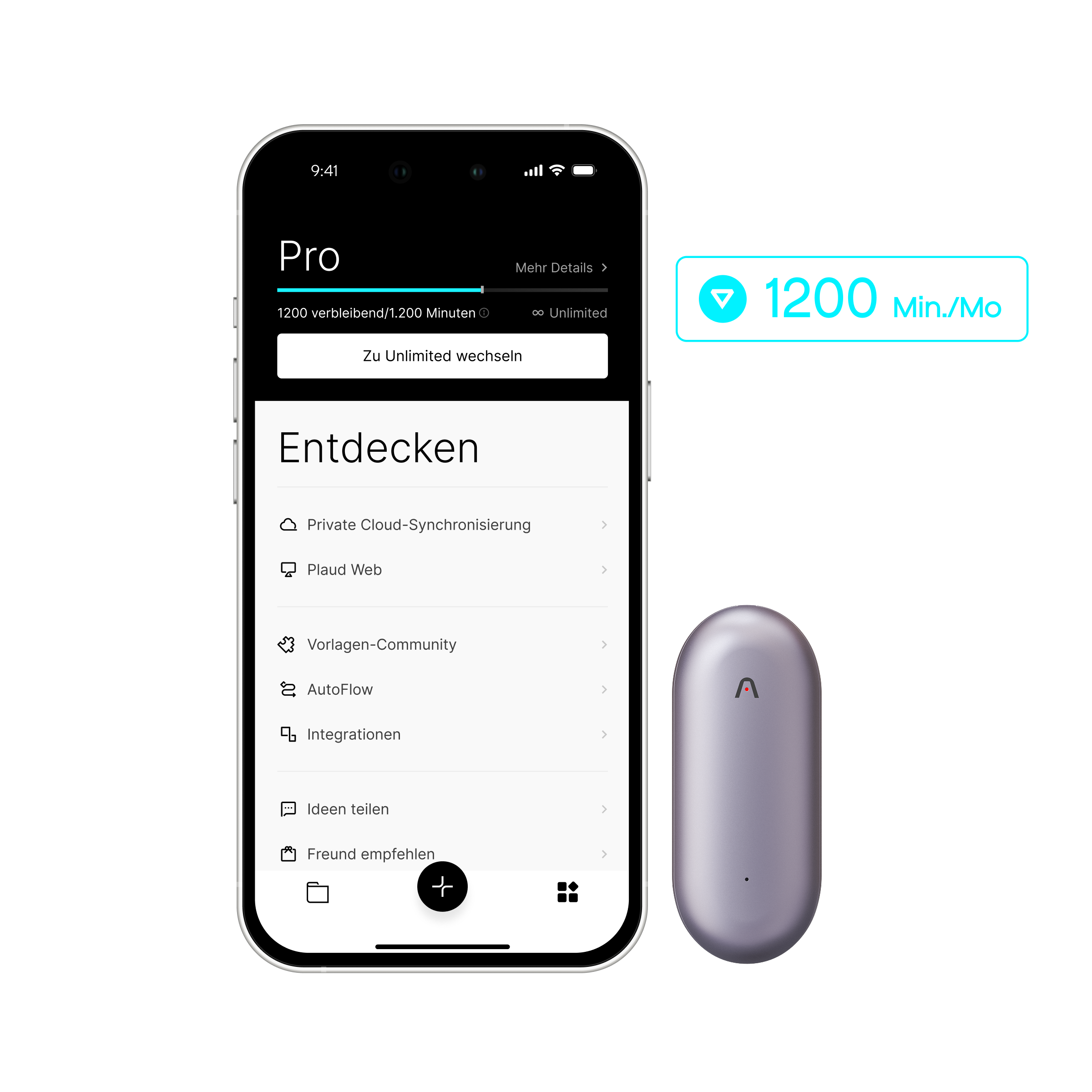 Plaud NotePin & KI Pro-Jahresabo