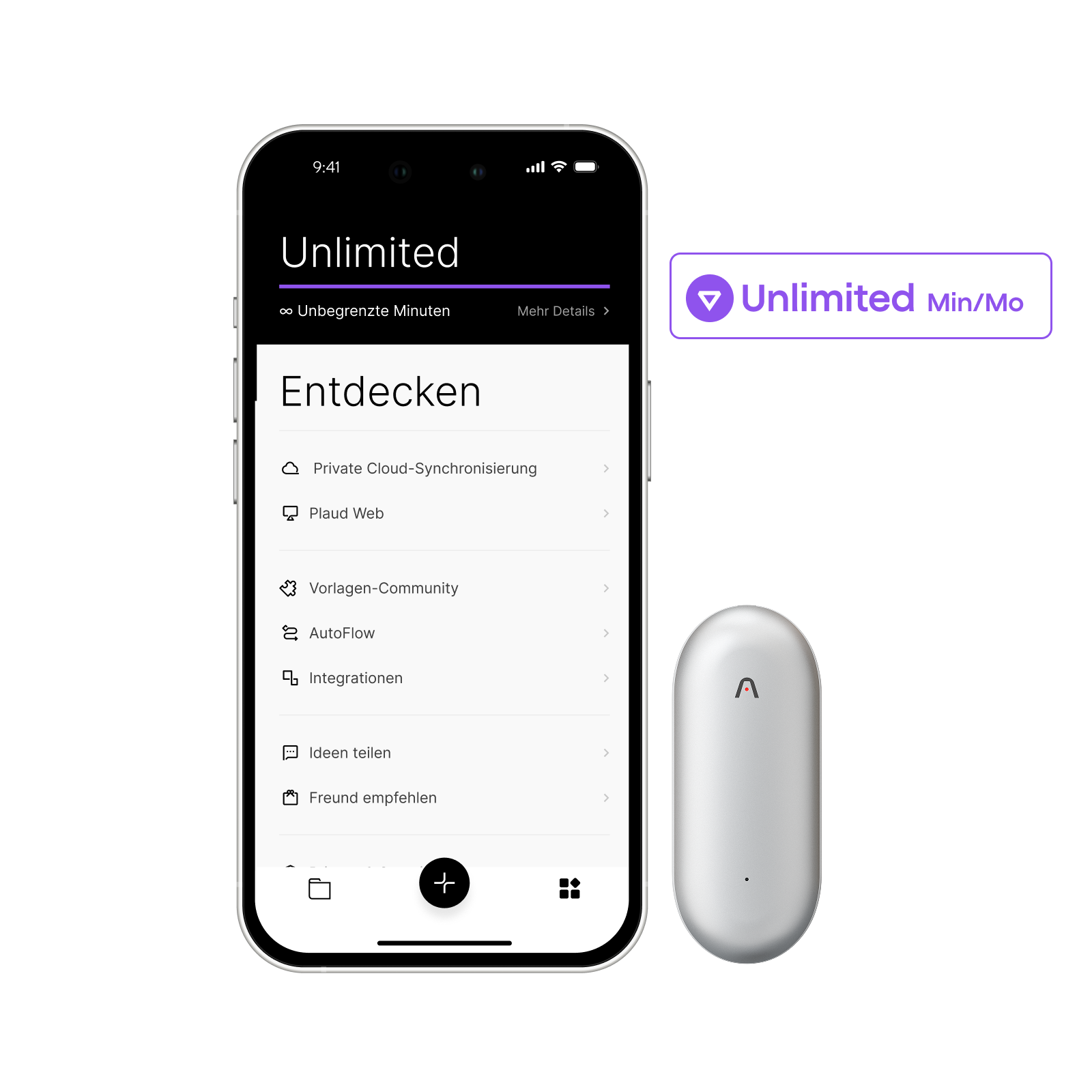 Plaud NotePin & KI Unbegrenzter Jahresplan