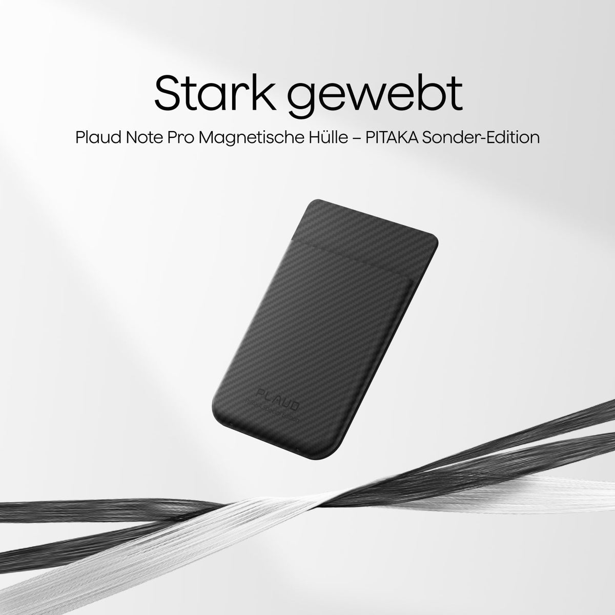 Plaud Note Pro Magnetische Hülle in der PITAKA Sonder-Edition mit schwarzer Carbon-Struktur.