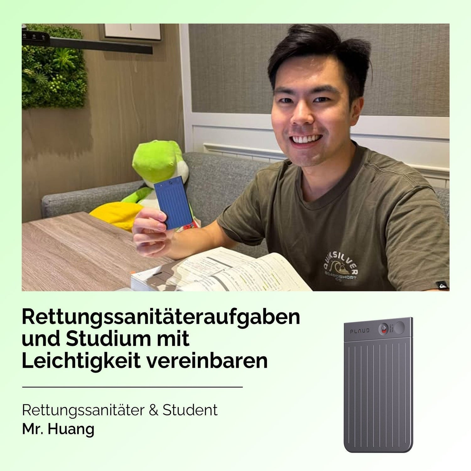 Wie Herr Huang sein Leben als Rettungssanitäter und Student mit Plaud Note in Balance hält