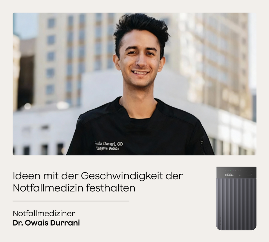Von der Notaufnahme ins Studio: Wie Dr. Owais Plaud Note Pro nutzt, um Ideen im hektischen Alltag der Notfallmedizin festhalten.