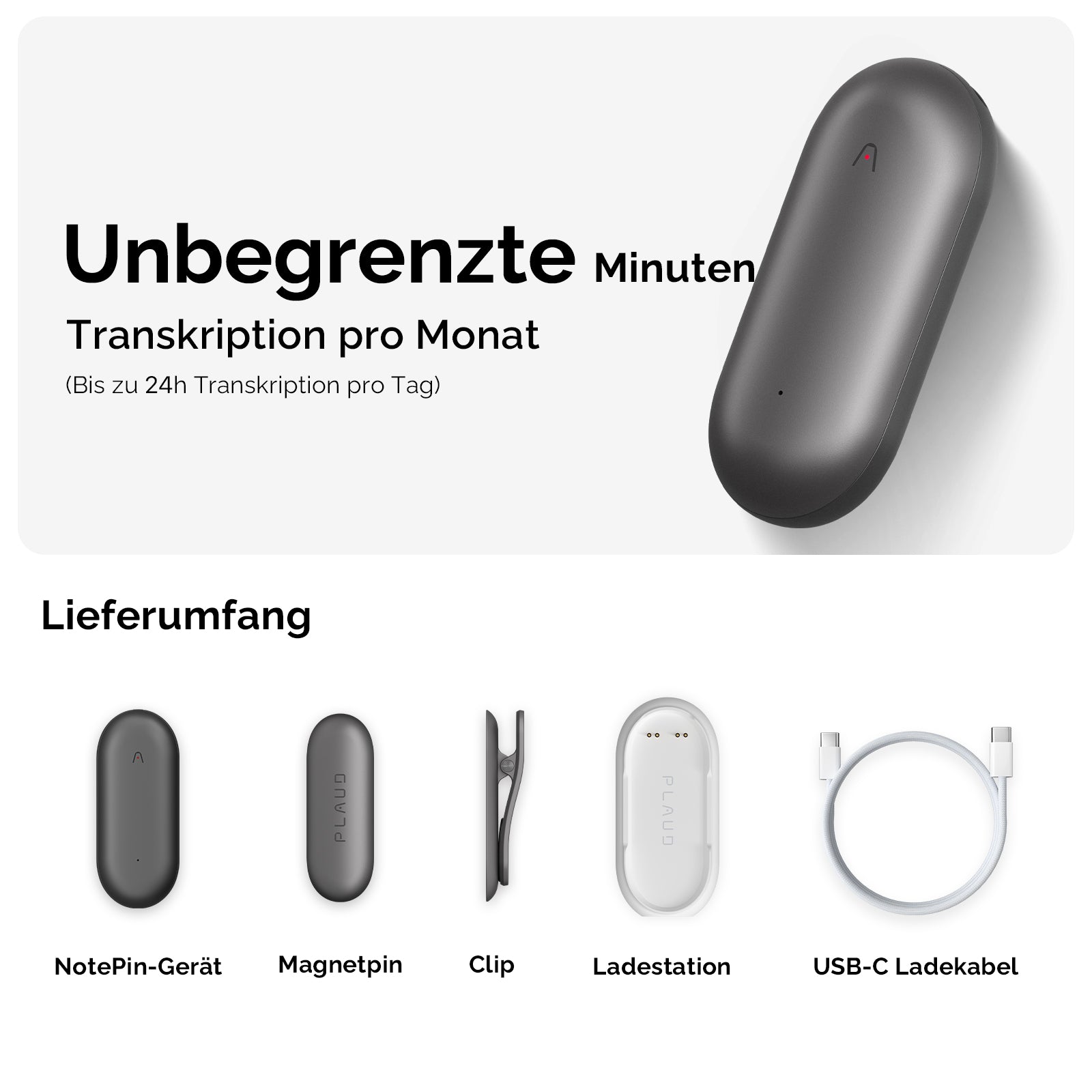 PLAUD NotePin & KI Unbegrenzter Jahresplan
