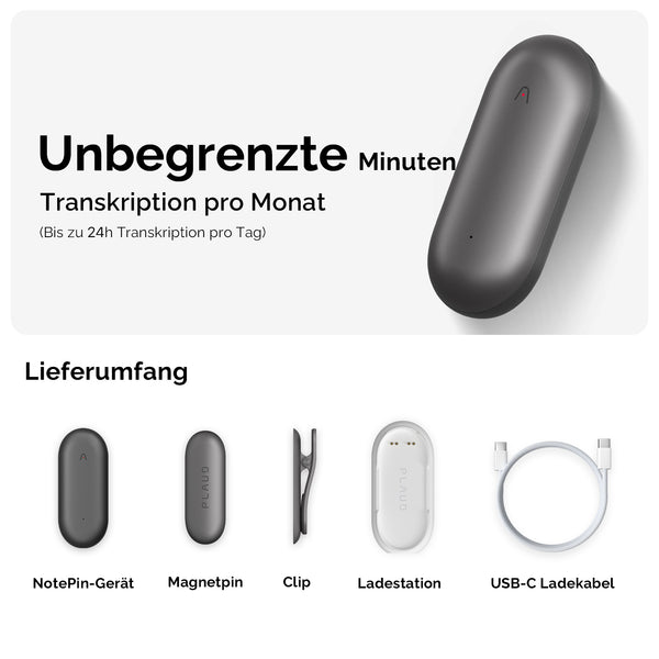 PLAUD NotePin & KI Unbegrenzter Jahresplan
