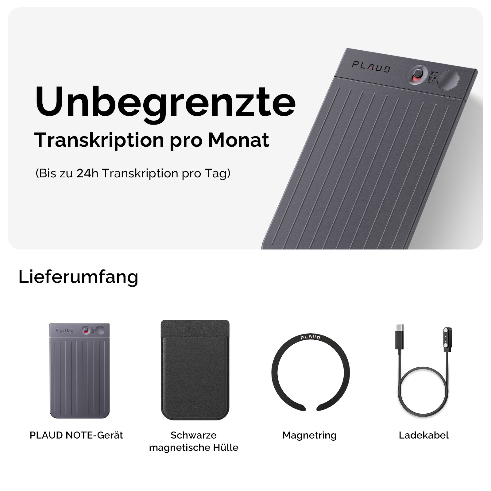PLAUD NOTE & KI Unbegrenzter Jahresabo
