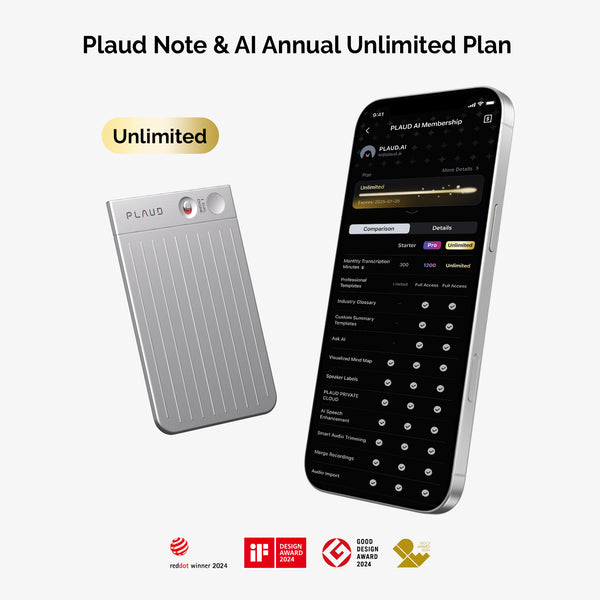 PLAUD NOTE & KI Unbegrenzter Jahresabo
