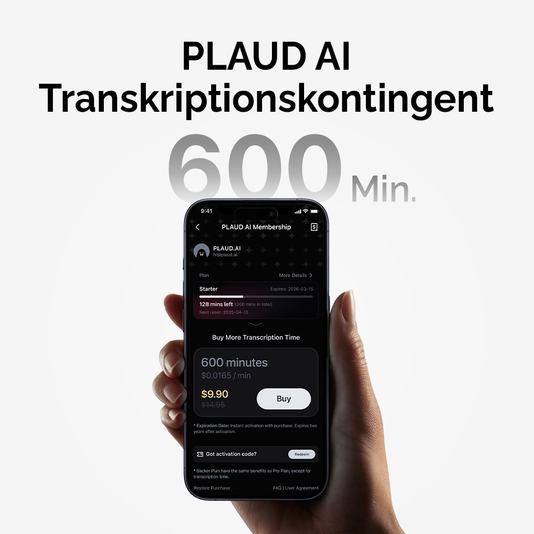 PLAUD AI Annual Pro Plan & AI Transcription Quota