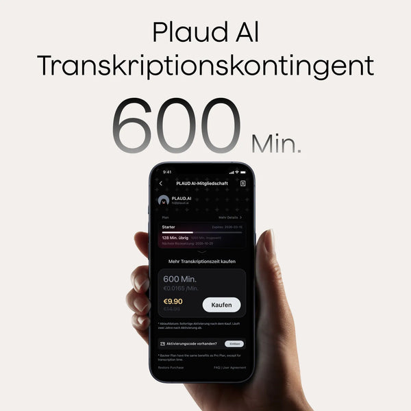 Plaud KI Transkriptionskontingent
