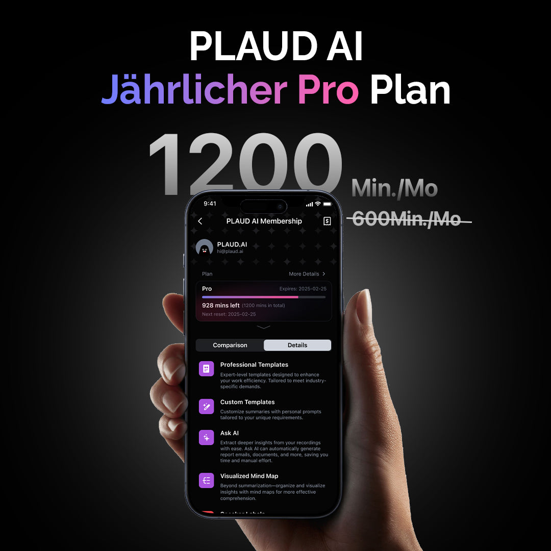 PLAUD AI Annual Pro Plan & AI Transcription Quota