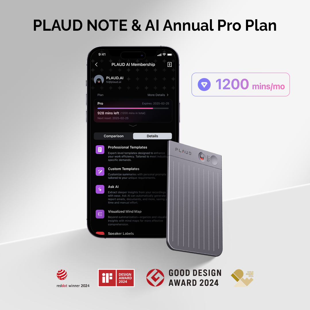 PLAUD NOTE & KI Pro-Jahresabo