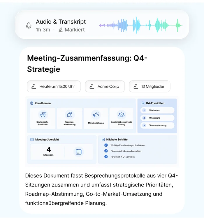 Verstehen: Transkription und KI-Zusammenfassung