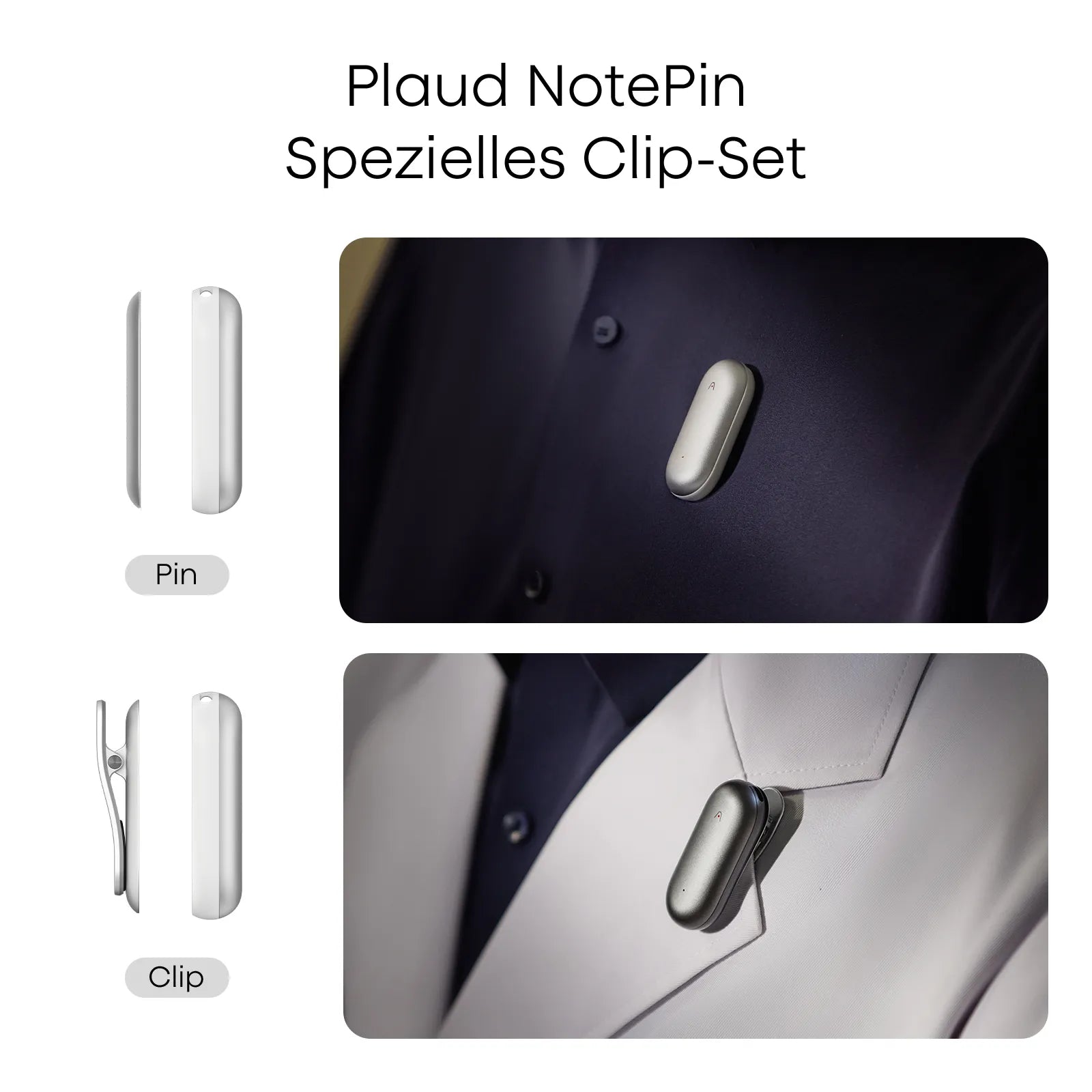 Plaud NotePin Clip & Magnetischer Pin