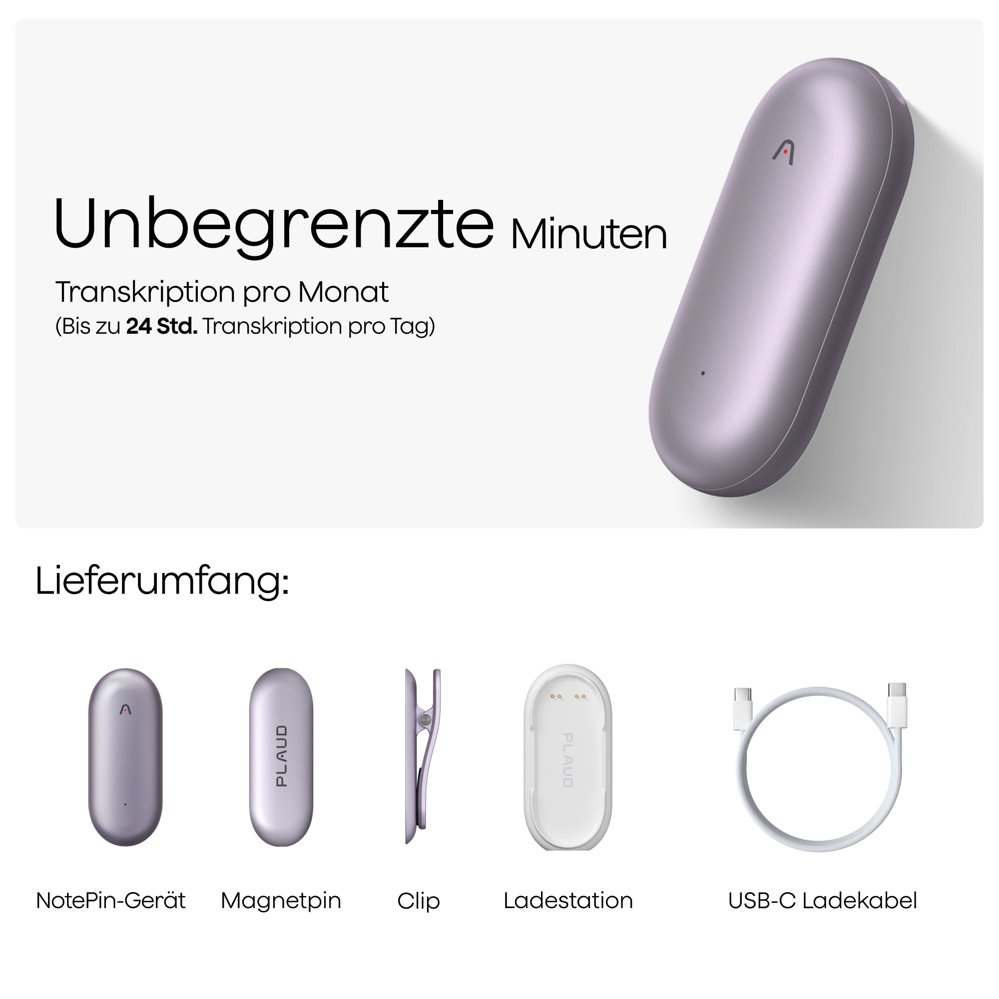 Plaud NotePin & KI Unbegrenzter Jahresplan