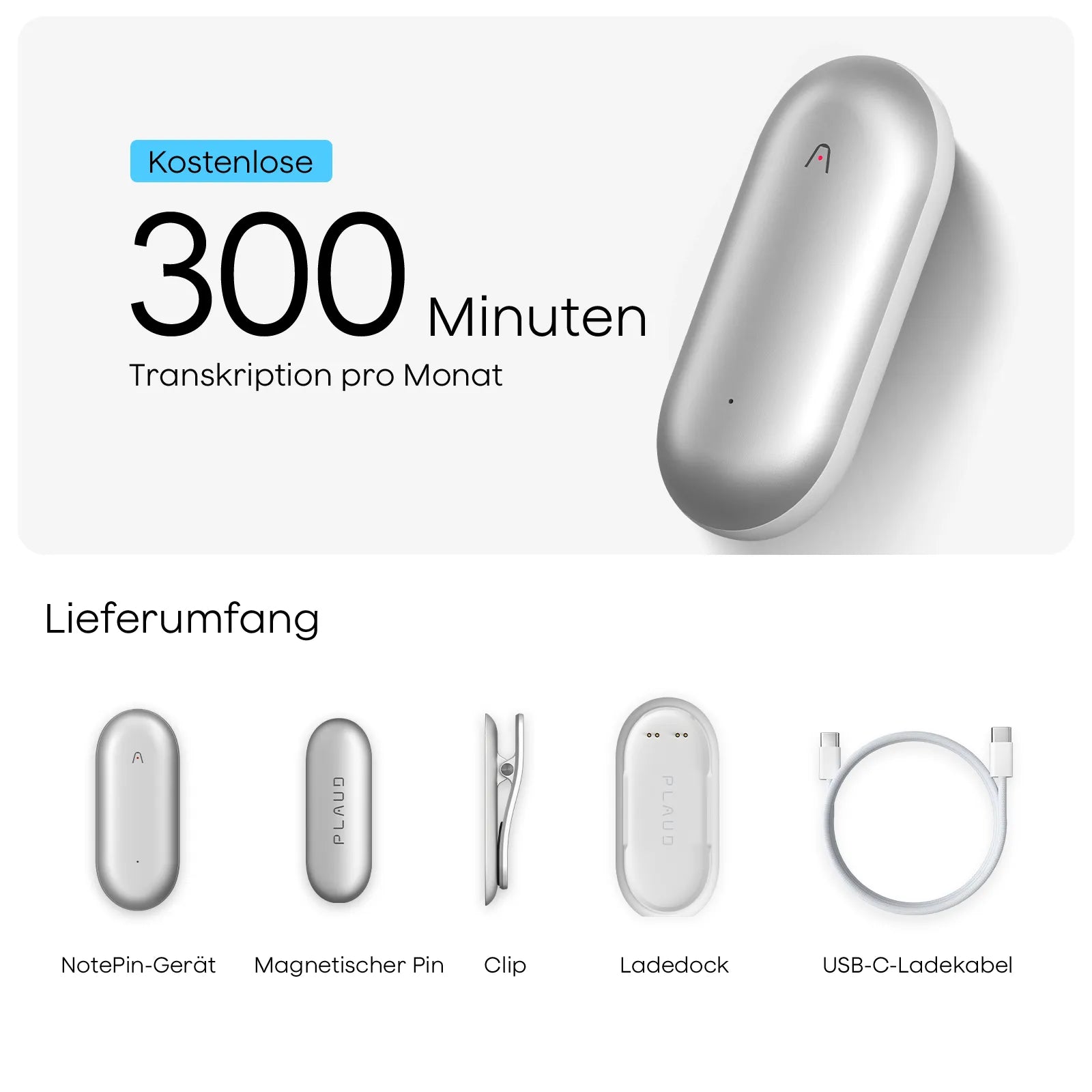 Plaud NotePin - Tragbares KI-Notizgerät
