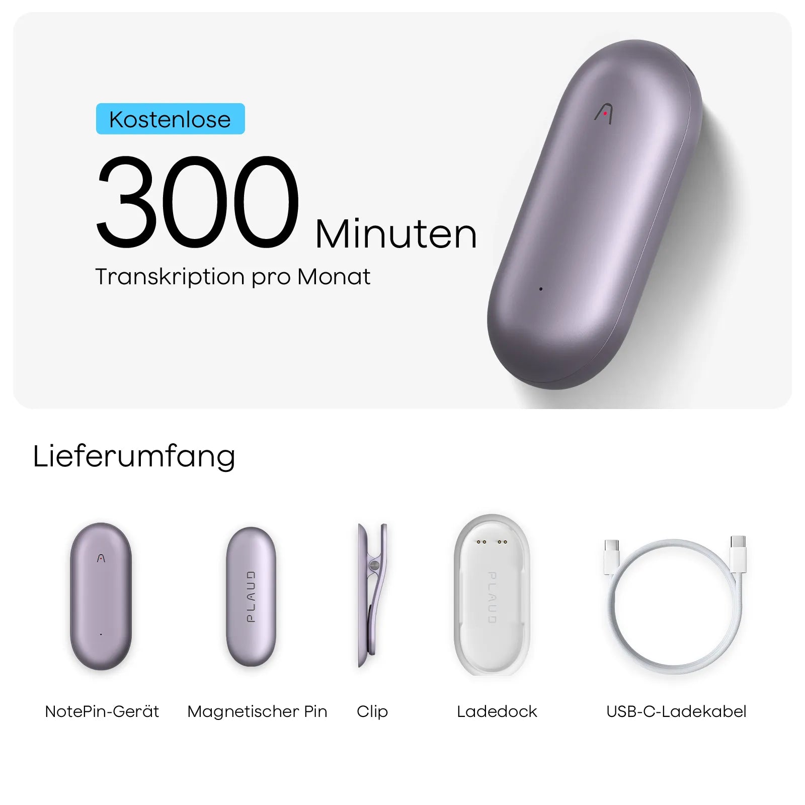 Plaud NotePin - Tragbares KI-Notizgerät
