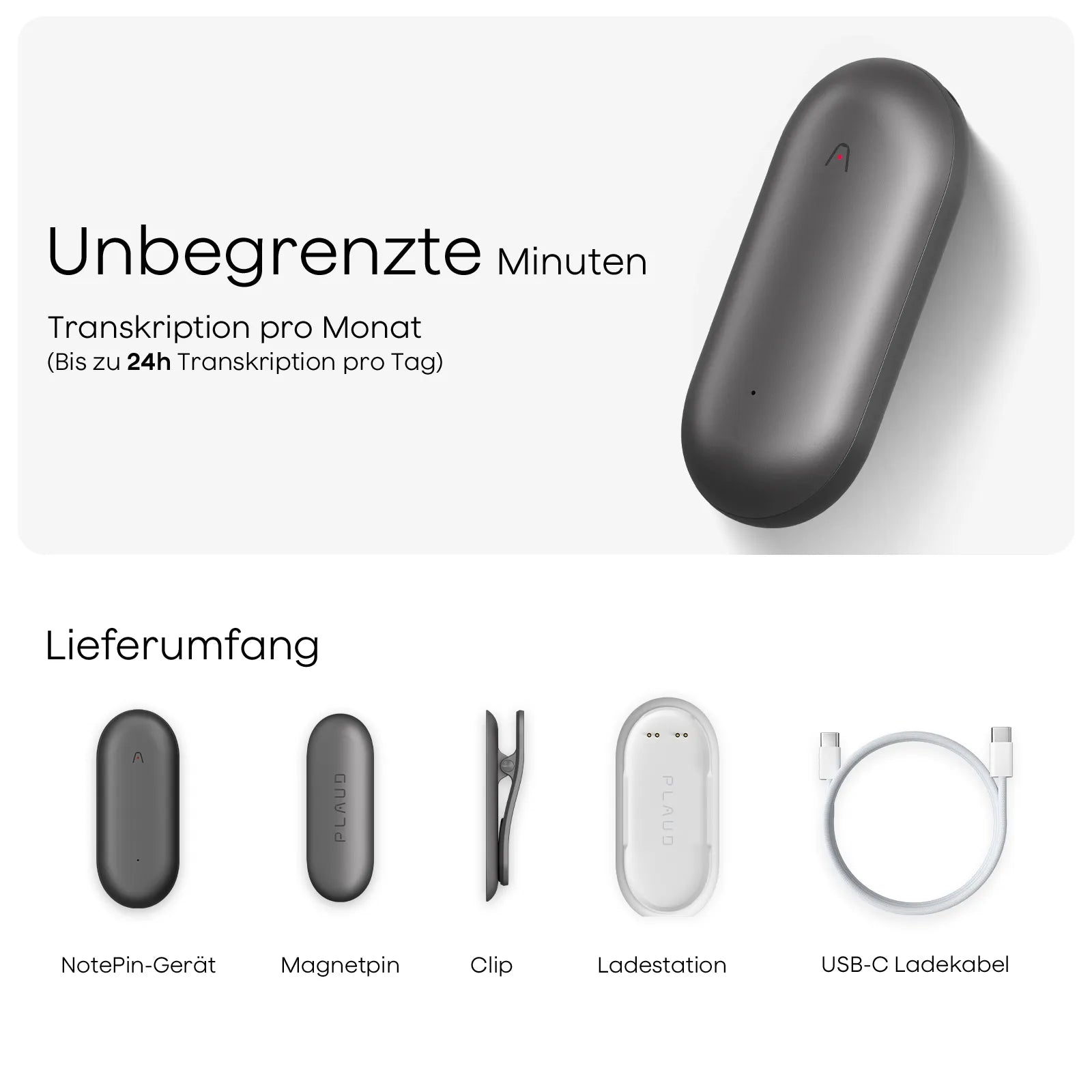 Plaud NotePin & KI Unbegrenzter Jahresplan