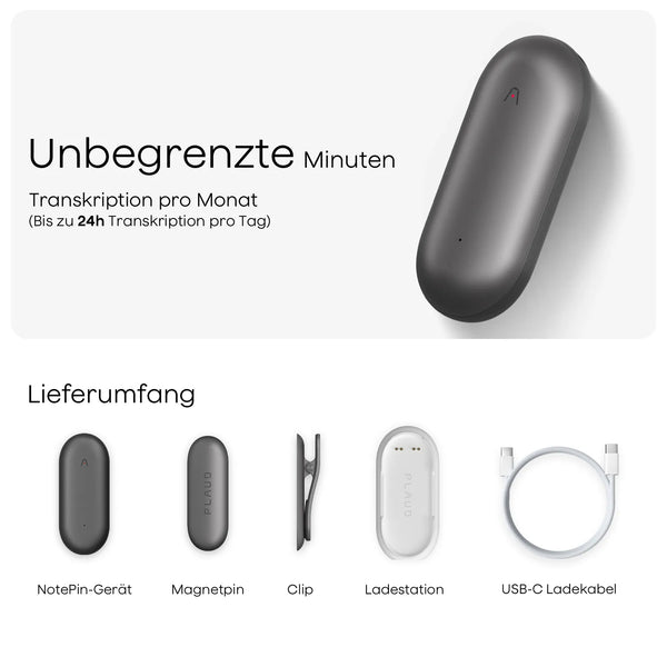 Plaud NotePin & KI Unbegrenzter Jahresplan
