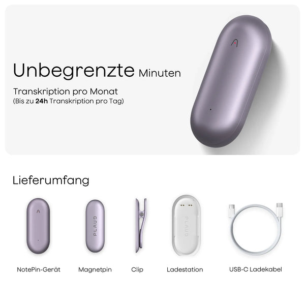 Plaud NotePin & KI Unbegrenzter Jahresplan
