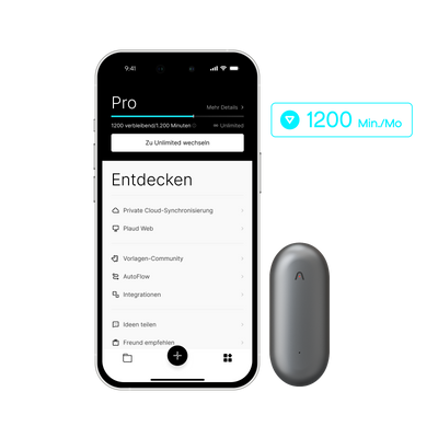 Plaud NotePin & KI Pro-Jahresabo