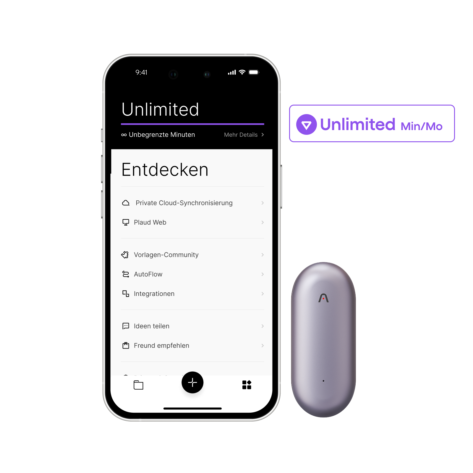 Plaud NotePin & KI Unbegrenzter Jahresplan