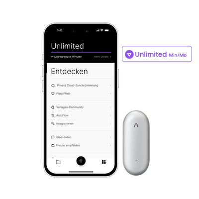 Plaud NotePin & KI Unbegrenzter Jahresplan