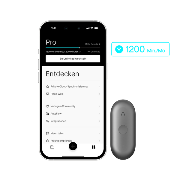 Plaud NotePin S & Kl Pro-Jahresabo