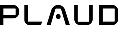 Schwarzes Plaud Logo auf weißem Hintergrund.