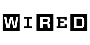 WIRED Logo: Weißer Schriftzug in schwarzen Quadraten.